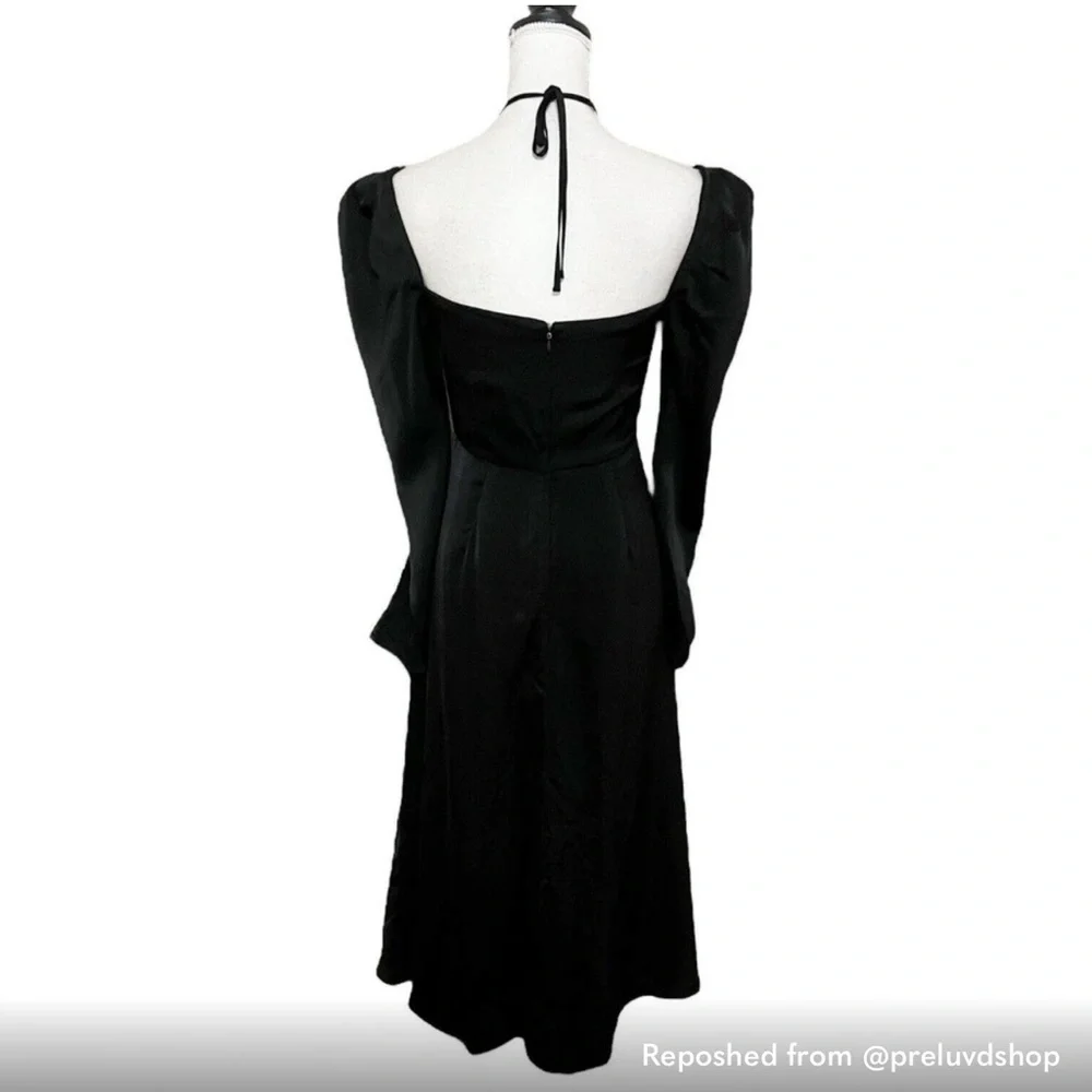 ASTR The Label Cinched Halter Tie Midi dress women size M black dress